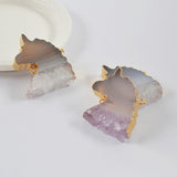 Gold Plated Unicorn Natural Agate Druzy Connector G1993