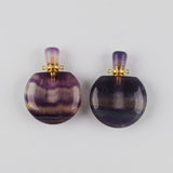 Round Multi Natural Gemstone Perfume Bottle Connectors, Healing Crystals Jewelry Bottles G2037