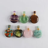 Round Multi Natural Gemstone Perfume Bottle Connectors, Healing Crystals Jewelry Bottles G2037