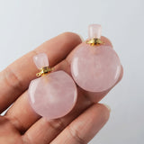 Round Multi Natural Gemstone Perfume Bottle Connectors, Healing Crystals Jewelry Bottles G2037