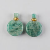 Round Multi Natural Gemstone Perfume Bottle Connectors, Healing Crystals Jewelry Bottles G2037