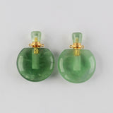 Round Multi Natural Gemstone Perfume Bottle Connectors, Healing Crystals Jewelry Bottles G2037