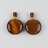 Round Multi Natural Gemstone Perfume Bottle Connectors, Healing Crystals Jewelry Bottles G2037