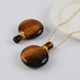 Round Multi Natural Gemstone Perfume Bottle Necklace, Healing Crystals Jewelry Necklace G2037-N