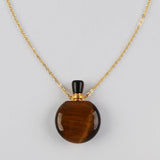 Round Multi Natural Gemstone Perfume Bottle Necklace, Healing Crystals Jewelry Necklace G2037-N