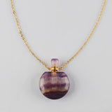 Round Multi Natural Gemstone Perfume Bottle Necklace, Healing Crystals Jewelry Necklace G2037-N