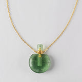 Round Multi Natural Gemstone Perfume Bottle Necklace, Healing Crystals Jewelry Necklace G2037-N