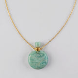 Round Multi Natural Gemstone Perfume Bottle Necklace, Healing Crystals Jewelry Necklace G2037-N