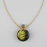 Round Multi Natural Gemstone Perfume Bottle Necklace, Healing Crystals Jewelry Necklace G2037-N