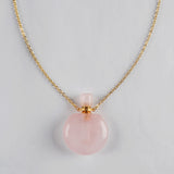 Round Multi Natural Gemstone Perfume Bottle Necklace, Healing Crystals Jewelry Necklace G2037-N