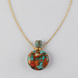 Round Multi Natural Gemstone Perfume Bottle Necklace, Healing Crystals Jewelry Necklace G2037-N