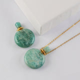 Round Multi Natural Gemstone Perfume Bottle Necklace, Healing Crystals Jewelry Necklace G2037-N