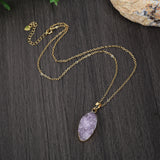 16"Gold Plated Marquise Natural Colors Druzy Agate Pendant Necklace, Raw Crystals Jewelry G2040-N