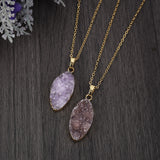 16"Gold Plated Marquise Natural Colors Druzy Agate Pendant Necklace, Raw Crystals Jewelry G2040-N