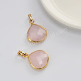 Gold Plated Teardrop Moonstone Amazonite Rhodonite Gemstone Faceted Pendant G2055