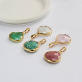 Gold Plated Teardrop Moonstone Amazonite Rhodonite Gemstone Faceted Pendant G2055