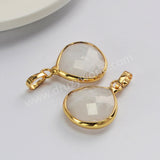 Gold Plated Teardrop Moonstone Amazonite Rhodonite Gemstone Faceted Pendant G2055