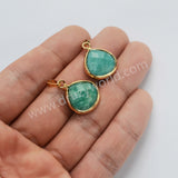 Gold Plated Teardrop Moonstone Amazonite Rhodonite Gemstone Faceted Pendant G2055