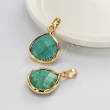 Gold Plated Teardrop Moonstone Amazonite Rhodonite Gemstone Faceted Pendant G2055