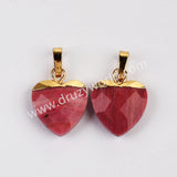 Gold Plated Heart Rainbow Gemstone Faceted Pendant, For Jewelry Making G2073