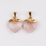 Gold Plated Heart Rainbow Gemstone Faceted Pendant, For Jewelry Making G2073