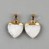 Gold Plated Heart Rainbow Gemstone Faceted Pendant, For Jewelry Making G2073