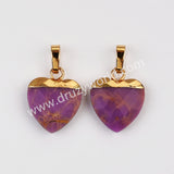 Gold Plated Heart Rainbow Gemstone Faceted Pendant, For Jewelry Making G2073