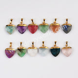 Gold Plated Heart Rainbow Gemstone Faceted Pendant, For Jewelry Making G2073