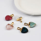 Gold Plated Heart Rainbow Gemstone Faceted Pendant, For Jewelry Making G2073