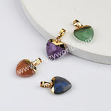 Gold Plated Heart Rainbow Gemstone Faceted Pendant, For Jewelry Making G2073