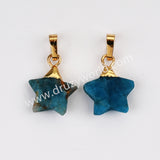 Gold Plated Star Rainbow Gemstone Faceted Pendant, Crystal Jewelry Making G2074