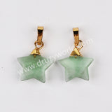 Gold Plated Star Rainbow Gemstone Faceted Pendant, Crystal Jewelry Making G2074