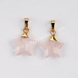 Gold Plated Star Rainbow Gemstone Faceted Pendant, Crystal Jewelry Making G2074