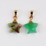 Gold Plated Star Rainbow Gemstone Faceted Pendant, Crystal Jewelry Making G2074