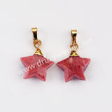 Gold Plated Star Rainbow Gemstone Faceted Pendant, Crystal Jewelry Making G2074