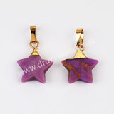 Gold Plated Star Rainbow Gemstone Faceted Pendant, Crystal Jewelry Making G2074