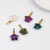 Gold Plated Star Rainbow Gemstone Faceted Pendant, Crystal Jewelry Making G2074