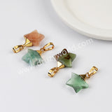 Gold Plated Star Rainbow Gemstone Faceted Pendant, Crystal Jewelry Making G2074