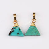 Multi Shapes Natural Turquoise Gemstone Pendant in Gold Plated, For Jewelry Making G2076