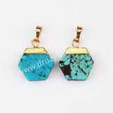 Multi Shapes Natural Turquoise Gemstone Pendant in Gold Plated, For Jewelry Making G2076