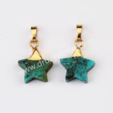 Multi Shapes Natural Turquoise Gemstone Pendant in Gold Plated, For Jewelry Making G2076