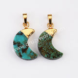 Multi Shapes Natural Turquoise Gemstone Pendant in Gold Plated, For Jewelry Making G2076