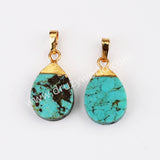 Multi Shapes Natural Turquoise Gemstone Pendant in Gold Plated, For Jewelry Making G2076