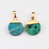 Multi Shapes Natural Turquoise Gemstone Pendant in Gold Plated, For Jewelry Making G2076