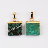 Multi Shapes Natural Turquoise Gemstone Pendant in Gold Plated, For Jewelry Making G2076