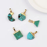 Multi Shapes Natural Turquoise Gemstone Pendant in Gold Plated, For Jewelry Making G2076