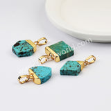 Multi Shapes Natural Turquoise Gemstone Pendant in Gold Plated, For Jewelry Making G2076