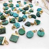 Multi Shapes Natural Turquoise Gemstone Pendant in Gold Plated, For Jewelry Making G2076