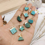 Multi Shapes Natural Turquoise Gemstone Pendant in Gold Plated, For Jewelry Making G2076