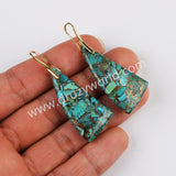 Unique Drop Gold Plated Copper Turquoise Dangle Earrings, Boho Gemstone Jewelry G2078-5